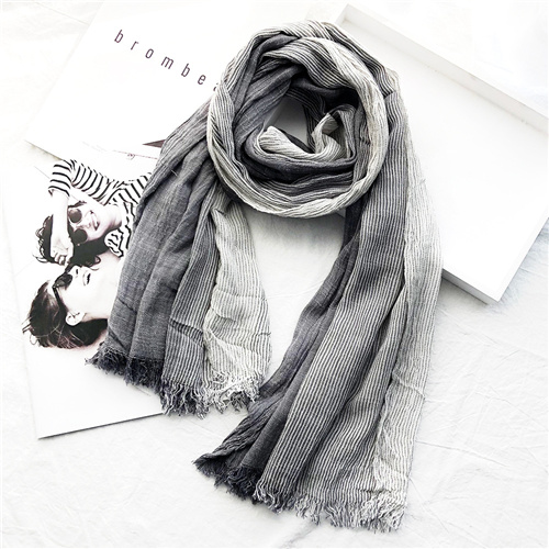 New Japanese and Korean literary style striped cotton linen scarf couple Sen women Silk Scarf
