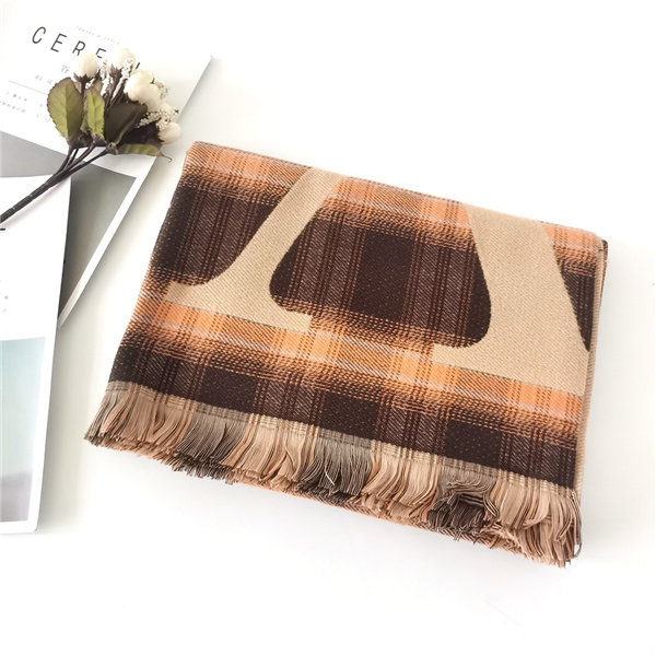Double sided double layer jacquard imitation cashmere scarf women Plaid shawl letter scarf