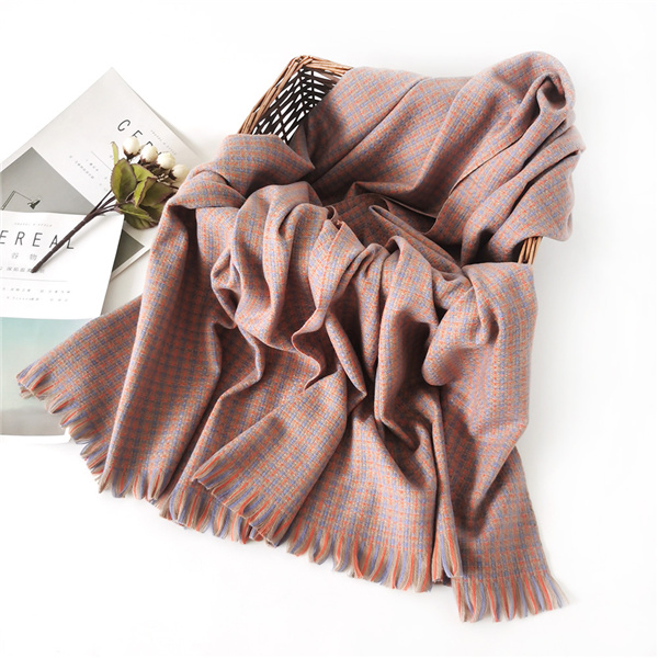 Cashmere small fragrance women winter Plaid Scarf Shawl