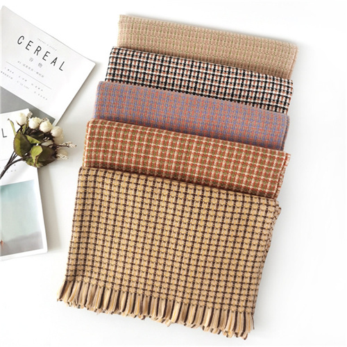 Cashmere small fragrance women winter Plaid Scarf Shawl