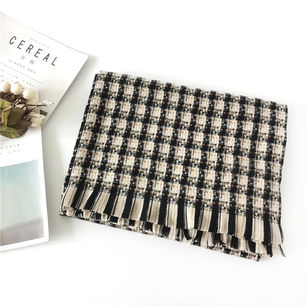 Classic lattice small fragrance imitation cashmere scarf women shawl scarf men winter style