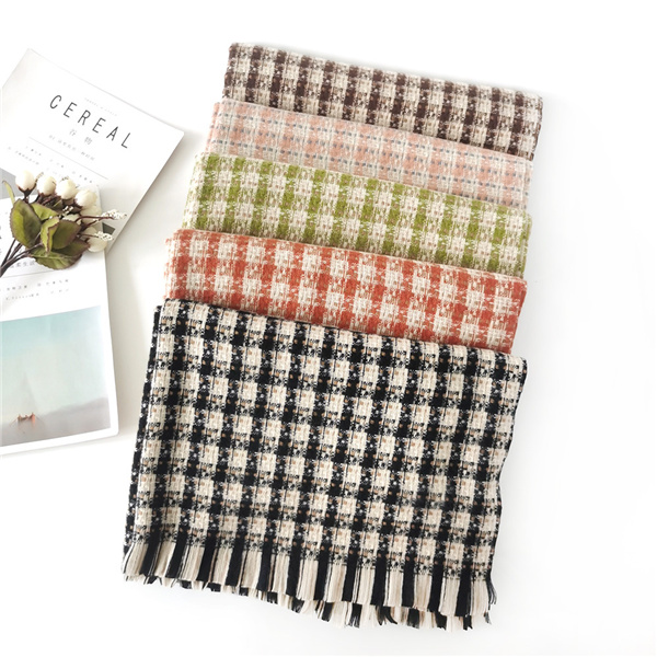 Classic lattice small fragrance imitation cashmere scarf women shawl scarf men winter style