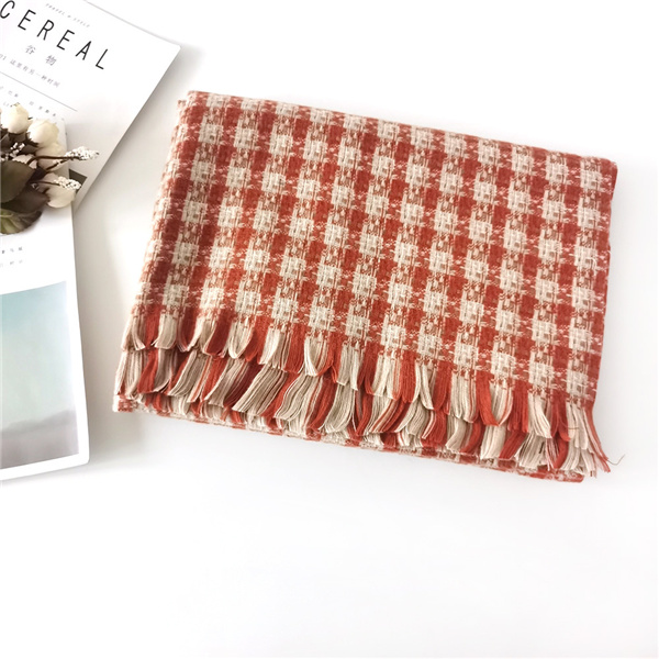 Classic lattice small fragrance imitation cashmere scarf women shawl scarf men winter style