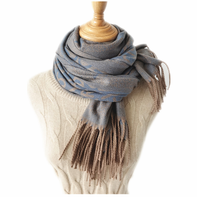 Cashmere autumn and winter new letter jacquard five star warm scarf
