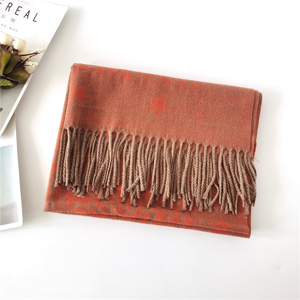 Cashmere autumn and winter new letter jacquard five star warm scarf