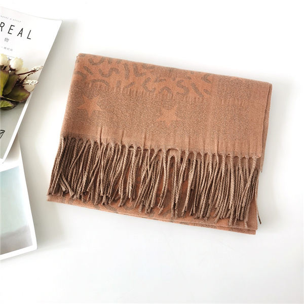 Cashmere autumn and winter new letter jacquard five star warm scarf