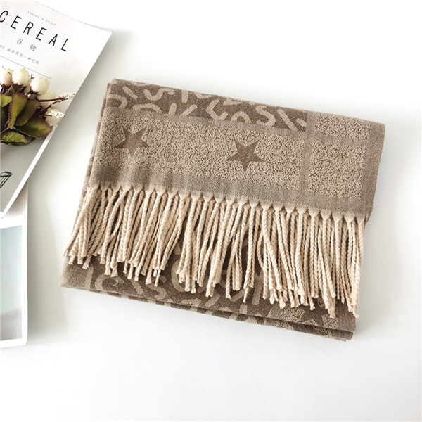 Cashmere autumn and winter new letter jacquard five star warm scarf