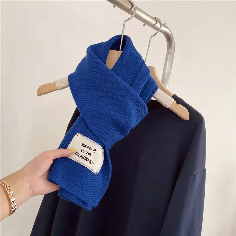 New Korean wool woven standard monochrome scarf knitted warm thickened student couple scarf