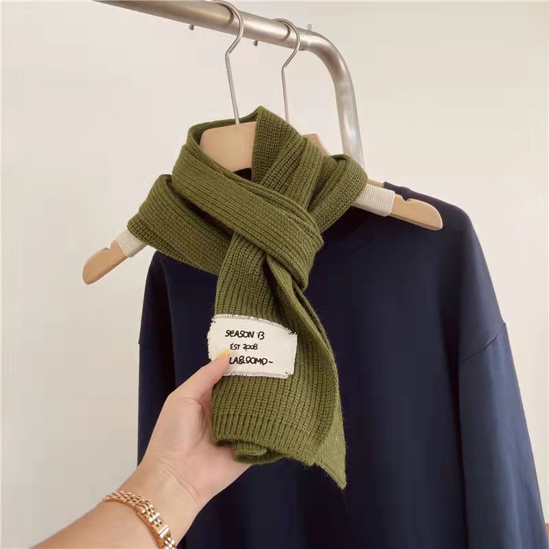 New Korean wool woven standard monochrome scarf knitted warm thickened student couple scarf