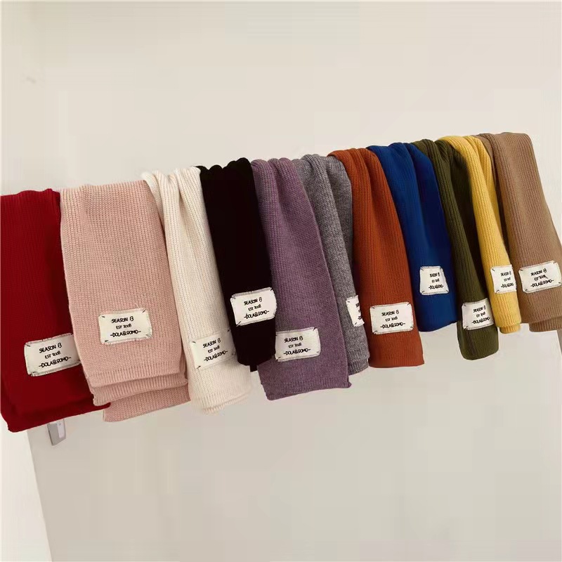 New Korean wool woven standard monochrome scarf knitted warm thickened student couple scarf