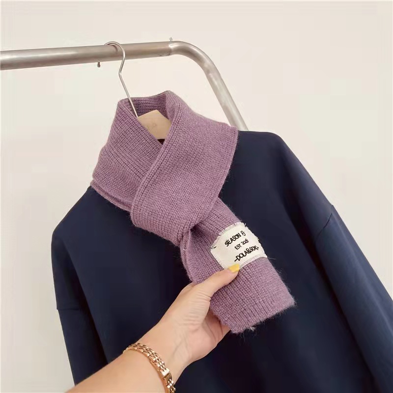 New Korean wool woven standard monochrome scarf knitted warm thickened student couple scarf
