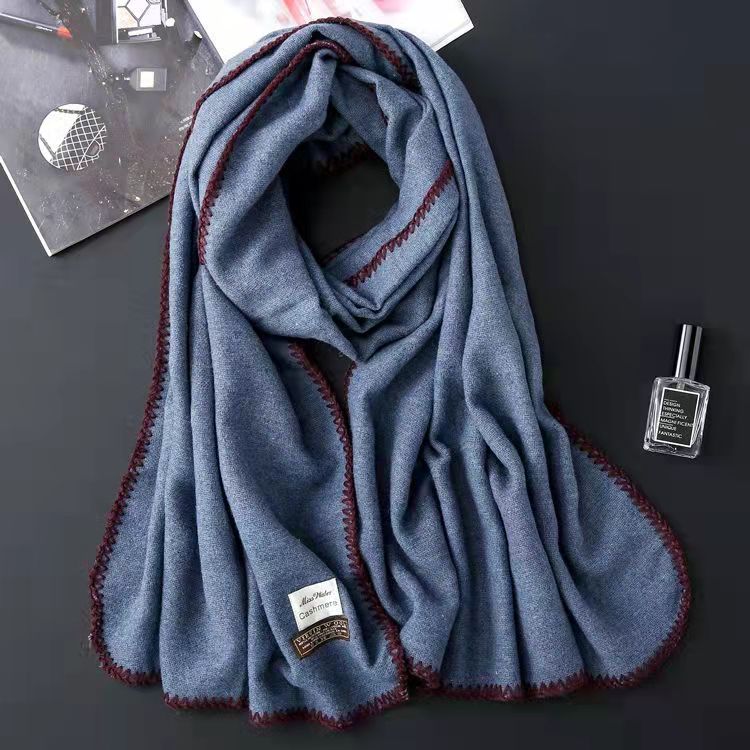 Winter Korean versatile cashmere scarf women solid color paper cashmere