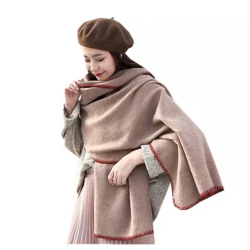 Winter Korean versatile cashmere scarf women solid color paper cashmere