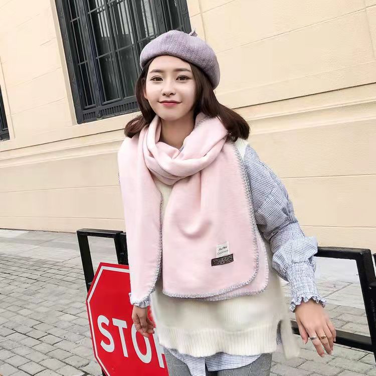 Winter Korean versatile cashmere scarf women solid color paper cashmere