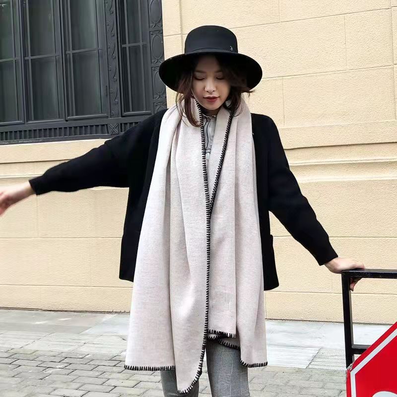 Winter Korean versatile cashmere scarf women solid color paper cashmere
