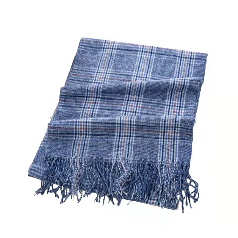 Imitation cashmere Plaid Scarf women Korean warm tassel stripe Plaid Scarf