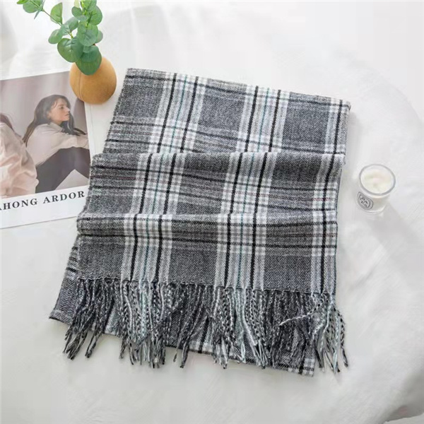 Imitation cashmere Plaid Scarf women Korean warm tassel stripe Plaid Scarf