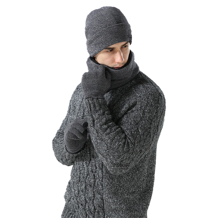 Warm fashion hat scarf gloves three piece double layer plus velvet padded hedging factory wholesale