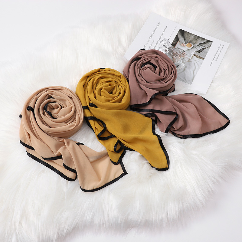 Fashion headscarf women Pearl Chiffon edging headscarf wholesale
