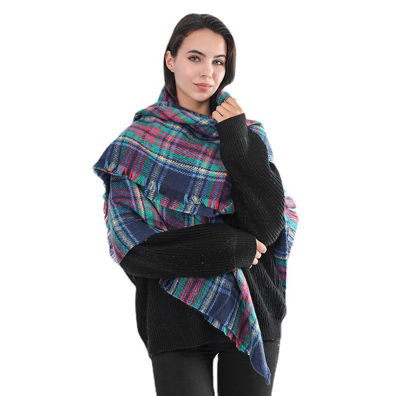 Shawl female manufacturer acrylic Mohair Plaid Fashion Scarf square scarf wholesale