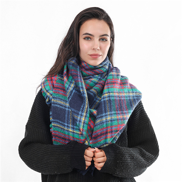 Shawl female manufacturer acrylic Mohair Plaid Fashion Scarf square scarf wholesale