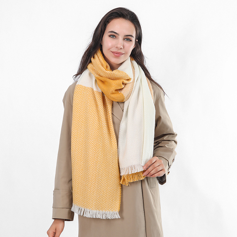 Imitation cashmere scarf wheat ear lattice warm woven tassel scarf manufacturer wholesale