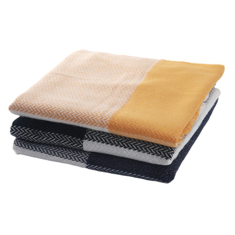 Imitation cashmere scarf wheat ear lattice warm woven tassel scarf manufacturer wholesale