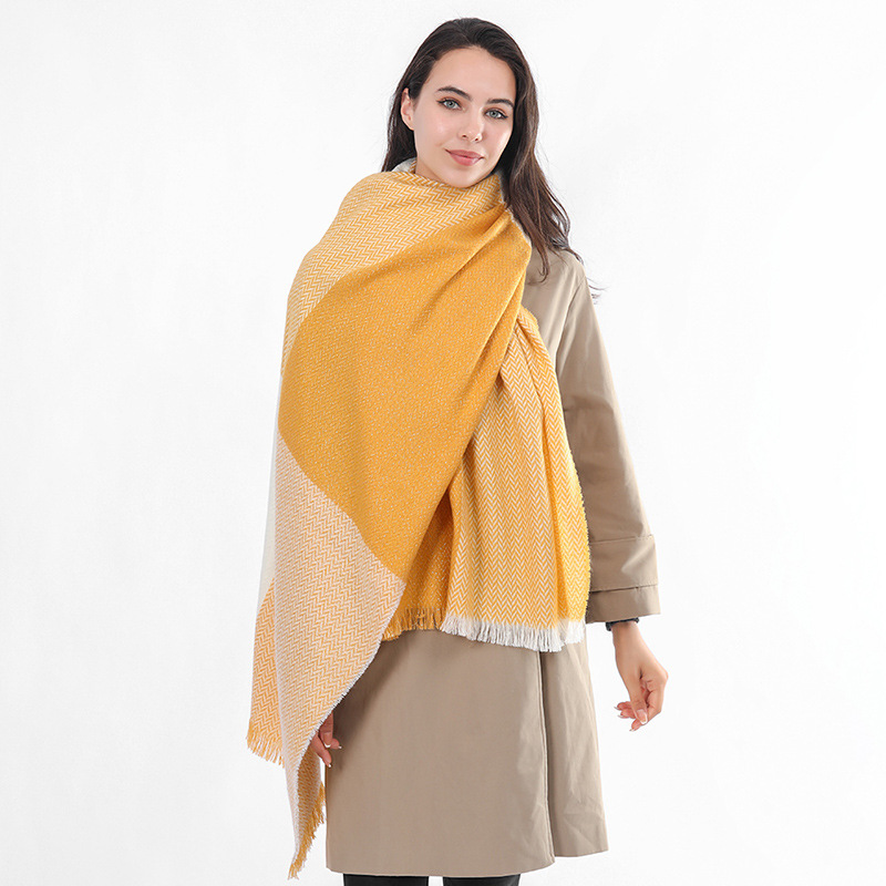 Imitation cashmere scarf wheat ear lattice warm woven tassel scarf manufacturer wholesale