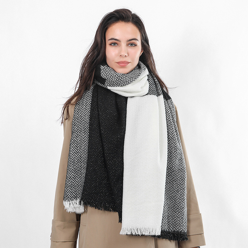 Imitation cashmere scarf wheat ear lattice warm woven tassel scarf manufacturer wholesale