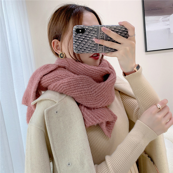 Mohair scarf solid color fashion warm scarf soft women knitting scarf manufacturer wholesale