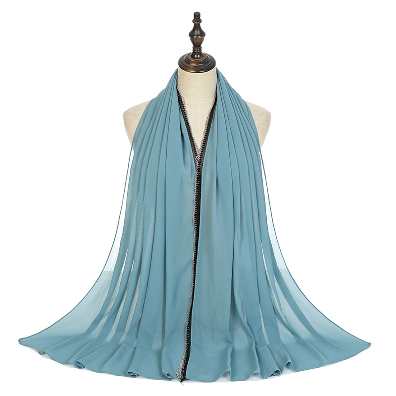 New solid color Chiffon chain lace scarf women headband cover