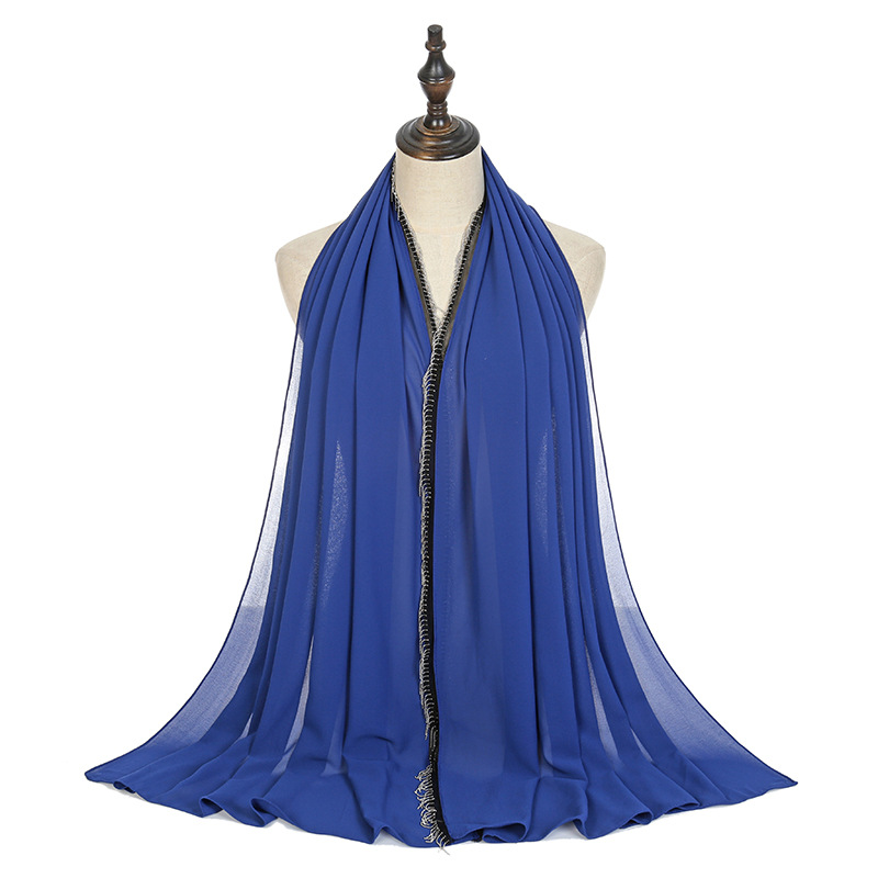 New solid color Chiffon chain lace scarf women headband cover