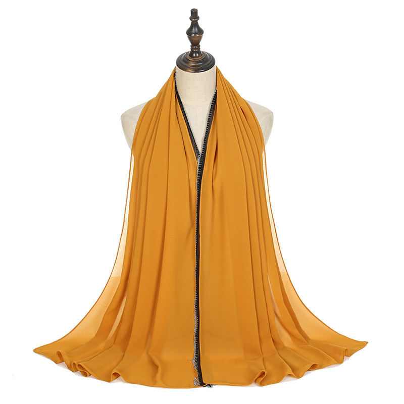 New solid color Chiffon chain lace scarf women headband cover