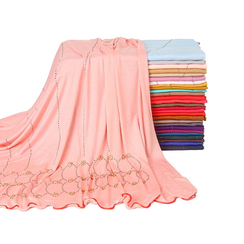Hot selling manufacturers elastic pearl circle hot drilling embossed Lace Scarf Shawl wholesale