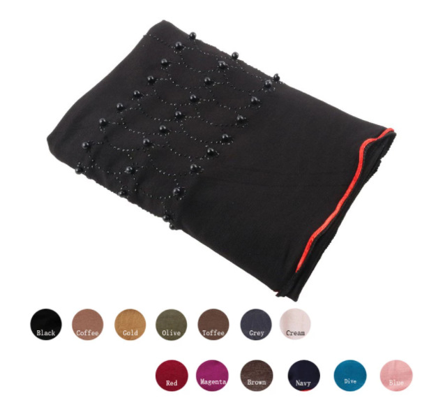 Hot selling manufacturers elastic pearl circle hot drilling embossed Lace Scarf Shawl wholesale