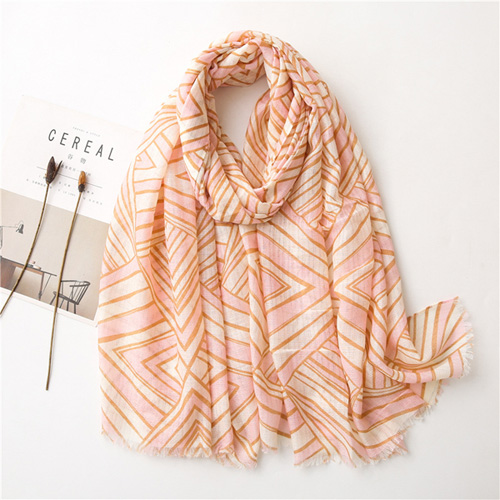 2021 Fashion cotton scarf fringed print scarves