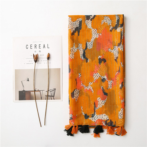 Cotton linen scarf women fashion gold silver silk scarves