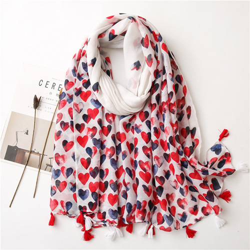 Red love cotton scarf silk shawl for women wholesale
