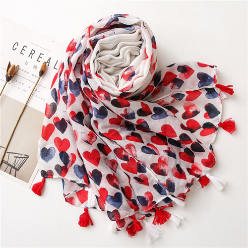 Red love cotton scarf silk shawl for women wholesale