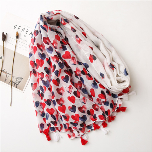Red love cotton scarf silk shawl for women wholesale