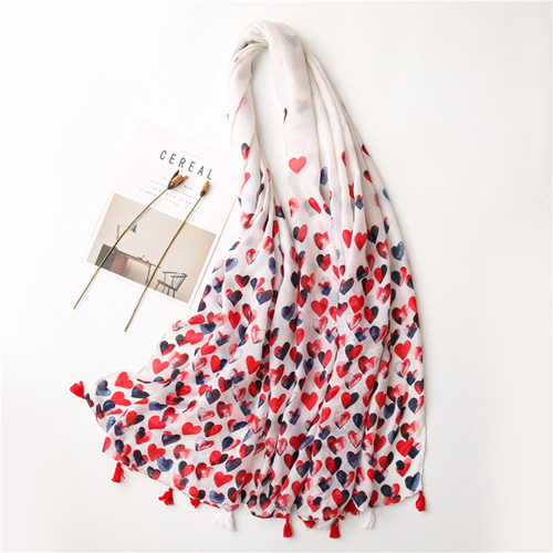 Red love cotton scarf silk shawl for women wholesale