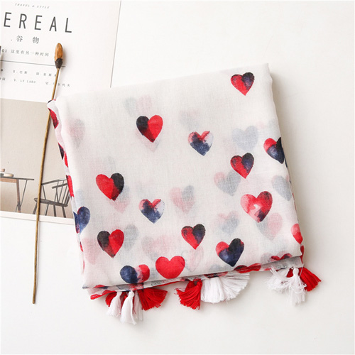 Red love cotton scarf silk shawl for women wholesale