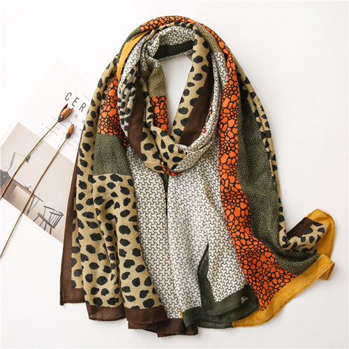 Leopard print cotton linen scarf women winter wholesale shop