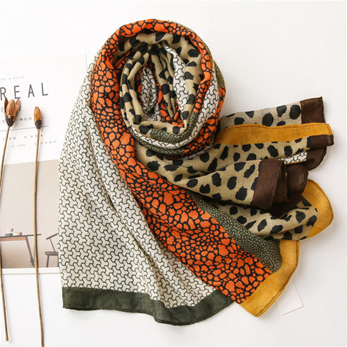 Leopard print cotton linen scarf women winter wholesale shop