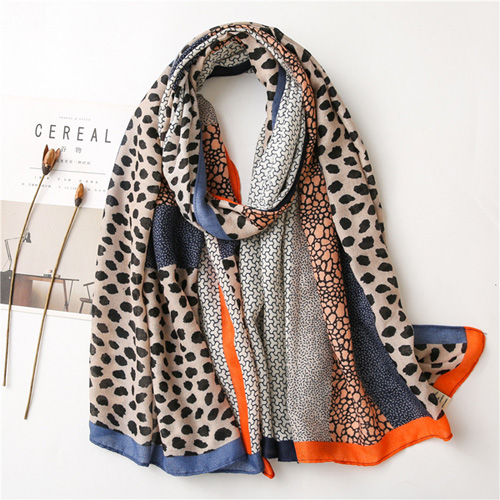 Leopard print cotton linen scarf women winter wholesale shop