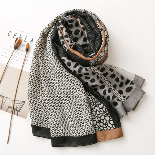 Leopard print cotton linen scarf women winter wholesale shop