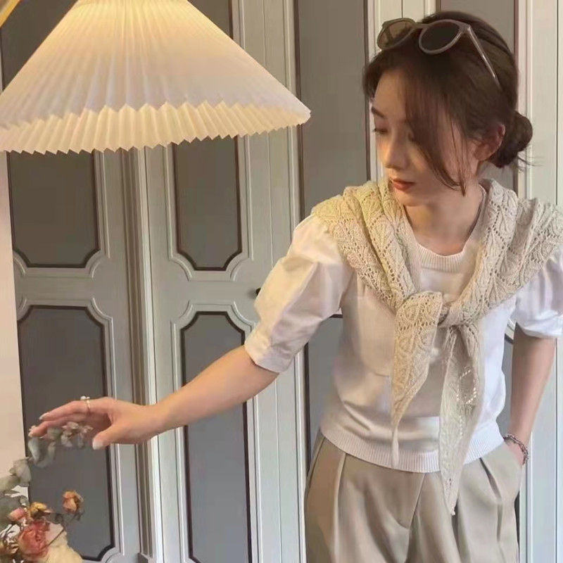 Women thin shoulder knit phoenix shell triangle scarf shawl