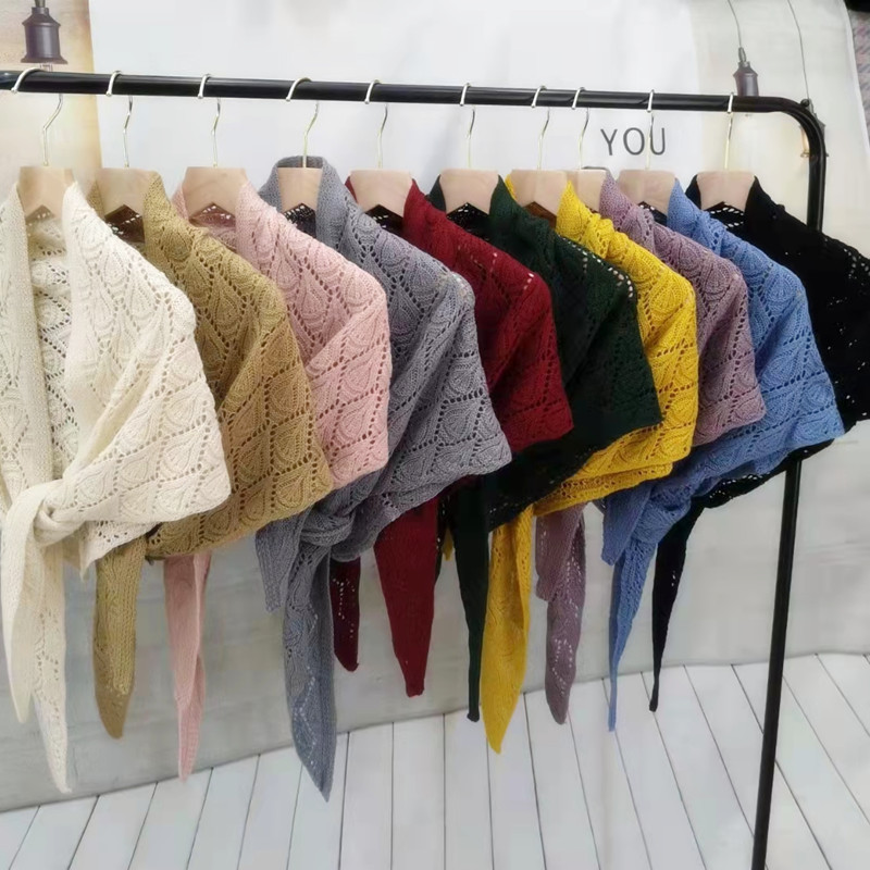 Women thin shoulder knit phoenix shell triangle scarf shawl