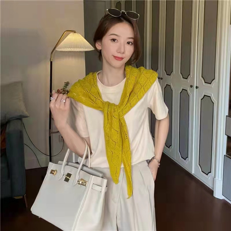 Women thin shoulder knit phoenix shell triangle scarf shawl
