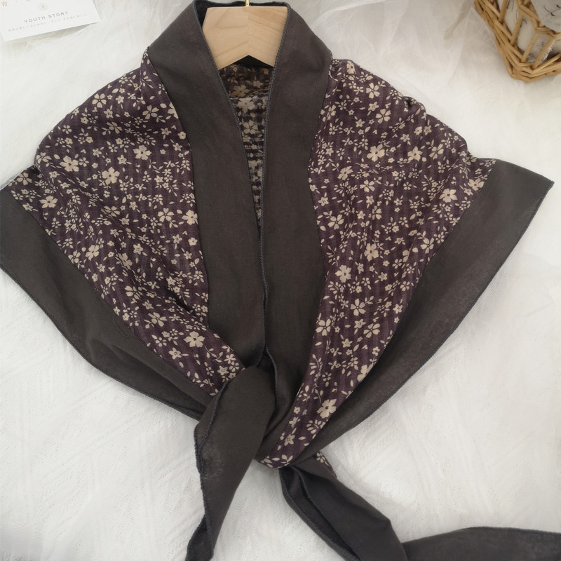 Hemming printing retro small floral triangle scarf cotton printing scarf silk scarf